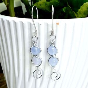 Aquamarine Crystal Dangle Earrings, Gemstone Jewelry, 2"